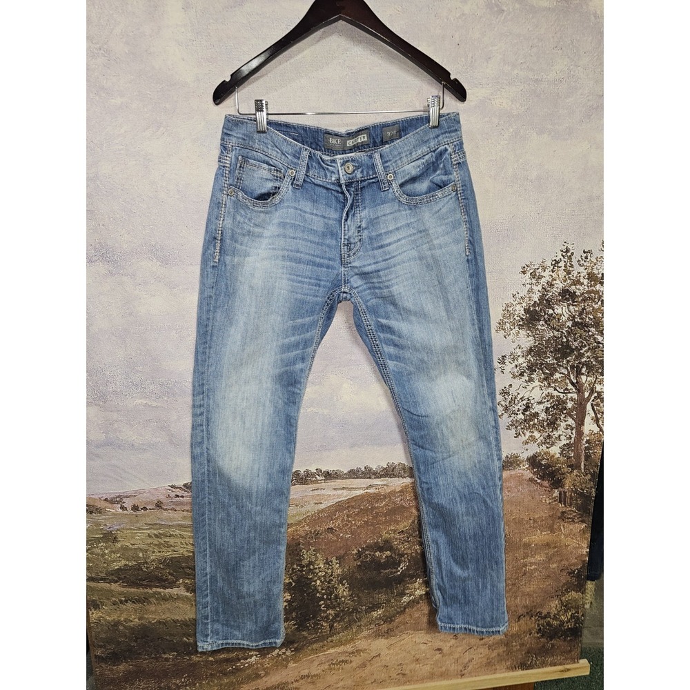 BKE Buckle Jeans Mens 33x29Blue Carter Denim Pants Faded Washed Out Straight